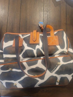 Dooney & Bourke Canvas Giraffe Print Tote + Wristlet