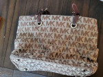 Michael Kors Logo Brown Jacquard Purse