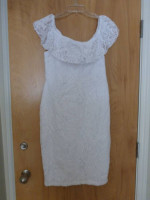 NEW White Stretch Lace, Lined Sleeveless Dress (Ladies/Jr. Small)