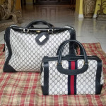 Vntg Gucci GG Web Sherry Boston handbag