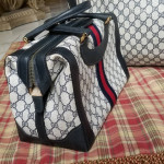 Vntg Gucci GG Web Sherry Boston handbag