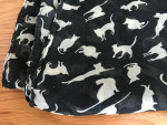 Cat design on black scarf