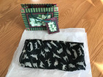Cat design on black scarf