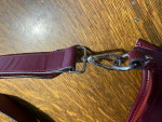 Red leather purse, Co-Lab, detachable liner bag,
