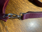 Red leather purse, Co-Lab, detachable liner bag,