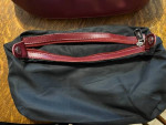 Red leather purse, Co-Lab, detachable liner bag,