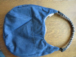 Kavu blue denim shoulder bag, braided rope handles, like new, no tags