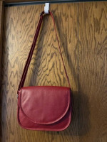 Purse, Claire Chase red leather shoulder bag, new condition