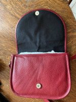 Purse, Claire Chase red leather shoulder bag, new condition
