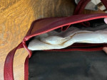 Purse, Claire Chase red leather shoulder bag, new condition