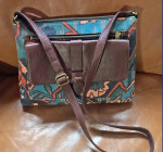 FOSSIL Large Kinley Crossbody Leather/Tapestry Aztec NWOT