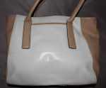 Genuine Leather DANA BUCHMAN Shoulder Bag Tote White/Tan Chipmunk NWT