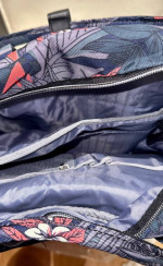 VANKEAN Laptop Backpack Blue with Floral Pattern- with built in USB Charging Cab