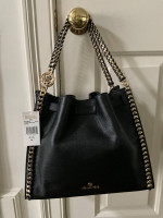 MK Black leather shoulder tote