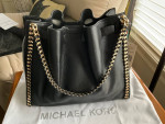 MK Black leather shoulder tote