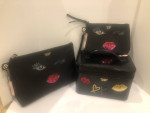 Victoria’s Secret Sequin Wristlet, Train Case and Beauty Bag Set. (Lip