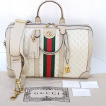 Amazing GUCCI GG Supreme Rare Monogram Web Small Savoy Duffle Weekend