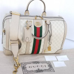 Amazing GUCCI GG Supreme Rare Monogram Web Small Savoy Duffle Weekend