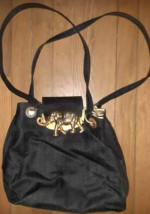 Black Purse with Decorative Gold Elephant
