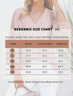 NEW Bebonnie Women Lantern 3/4 Sleeve Causal Loose VNeck Chiffon Blous