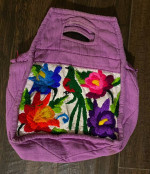 Faded purple Zippered bright Floral / Bird bag