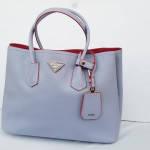 PRADA Saffiano Leather Double Tote Violet blue