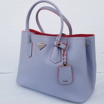 PRADA Saffiano Leather Double Tote Violet blue