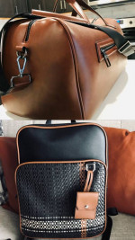 Zara Limited Edition Premium Leather Bag with Matching weaved Backpack