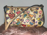 💘 Superb 00’era DOONEY & BOURKE scribble hearts logo handbag w/ access