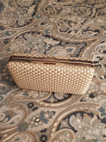 Jessica McClintock Noelle Woven Satin Glitter Evening Clutch - NEW!