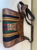 ARTISAN Bolivian bag handmade with aguayo multicolor and leather