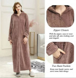 NEW-JUST RECEIVED 01/13 Womens Hooded Zip Plush Fleece Robe (L/XL)
