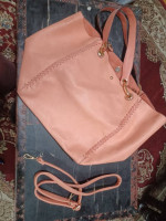 Tote Bag: Salmon Pink Large bag with detachable handpurse inside
