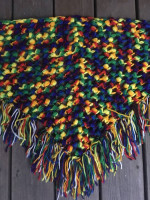 Multi-Colored Crochet Triangle Shawl/Wrap/Scarf - 28 x 50