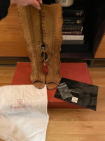 Tamara Mellon-Bad Girl High Tan Suede Gladiator Sandals size 7.5
