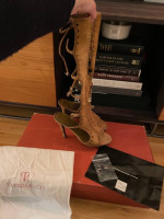 Tamara Mellon-Bad Girl High Tan Suede Gladiator Sandals size 7.5