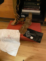 Tamara Mellon-Bad Girl High Tan Suede Gladiator Sandals size 7.5