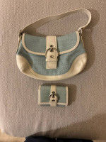 165-PTTT Coach Handbag Light Blue w/White Leather Trim #M0726-F10926 & Wallet