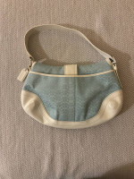 165-PTTT Coach Handbag Light Blue w/White Leather Trim #M0726-F10926 & Wallet