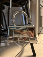 Balenciaga Hourglass Metallic Silver mini purse