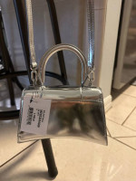 Balenciaga Hourglass Metallic Silver mini purse