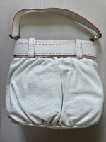 MOSCHINO White Leather Pink Stitching Trim Purse Handbag