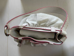 MOSCHINO White Leather Pink Stitching Trim Purse Handbag