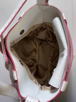 MOSCHINO White Leather Pink Stitching Trim Purse Handbag