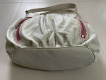 MOSCHINO White Leather Pink Stitching Trim Purse Handbag