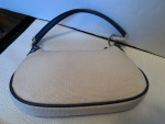 Etienne Aigner Small Cream Cloth with Navy Leather Trim Handbag