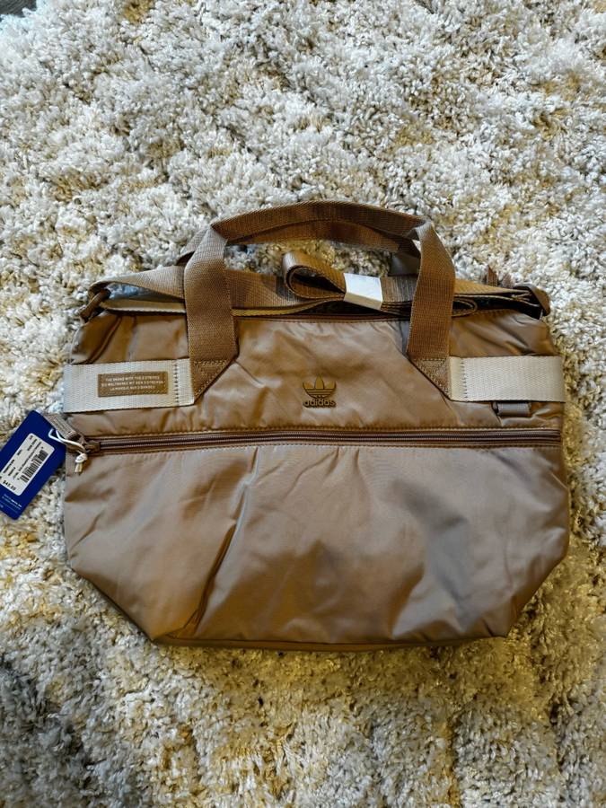 adidas Originals Beige Logo Puffer Shopper Tote Womens Crossbody Shoulder Bag