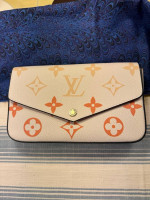 152-ATTT Three Piece Monogrammed PU Leather White, Yellow & Orange Purse/Wallets
