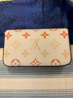 152-ATTT Three Piece Monogrammed PU Leather White, Yellow & Orange Purse/Wallets