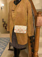 152-ATTT Three Piece Monogrammed PU Leather White, Yellow & Orange Purse/Wallets